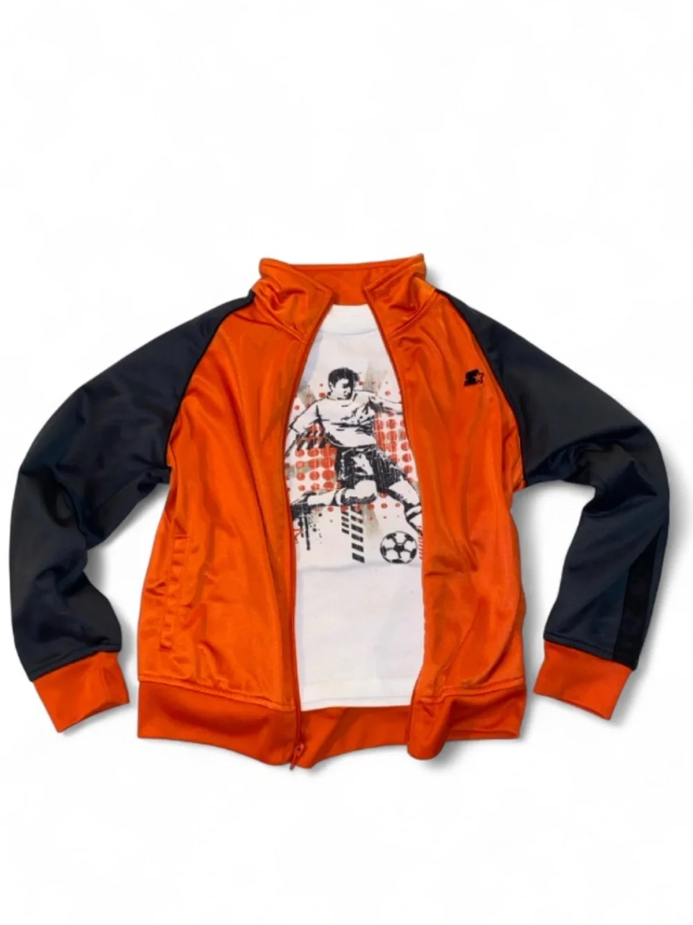 STARTER Orange and Gray Kids Zip Track Jacket